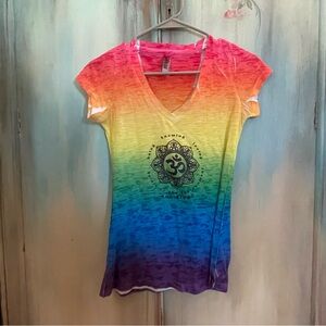 Passion-1 Rainbow tie die medium kids San Diego Environment v neck shirt.